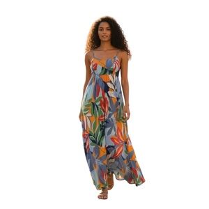 Goa Beachwear by Japna Tropical Print Maxi Dress size Small